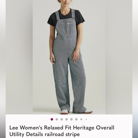 NWT Lee Women's Relaxed Fit Heritage Overall Utility  railroad stripes Medium - Picture 1 of 13
